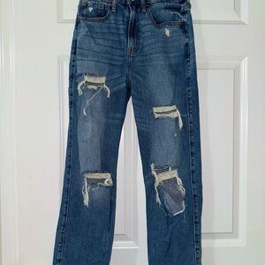 Hollister Ultra High Rise Vintage Straight Jeans W26 L27 Distressed Ripped Denim
